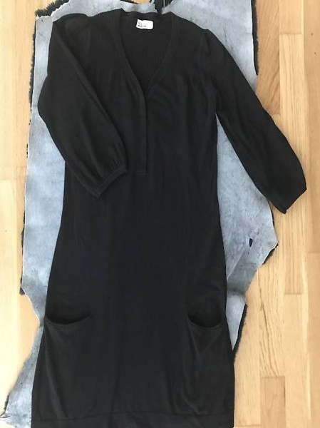 Elegantes Kleid figurbetonend Baumwolle Basic schwarz