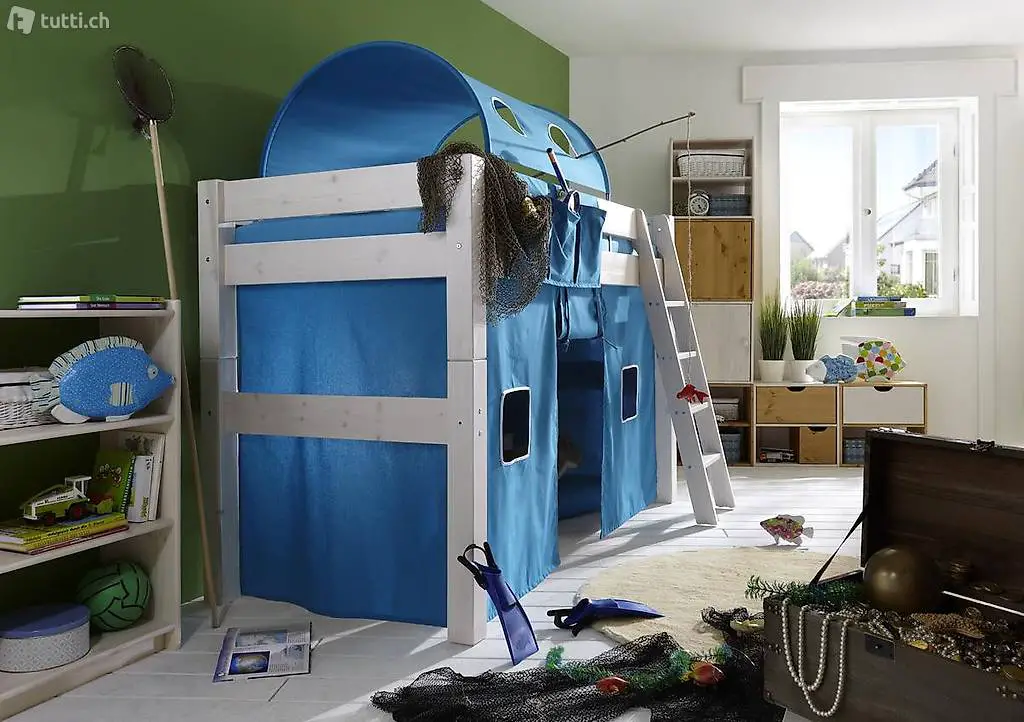  Tobykids Mittelhochbett 90 x 200 cm Kiefer massiv oder Buche