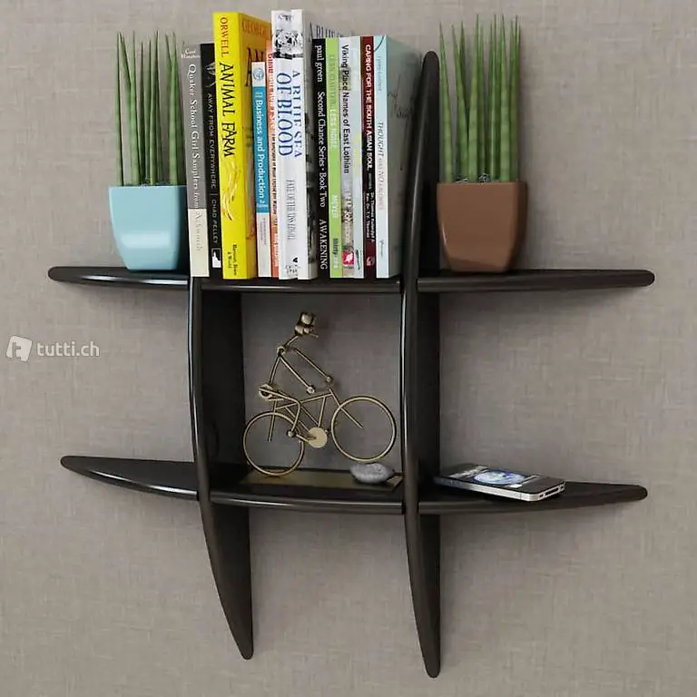  MDF Hängeregal Wandregal Wandboard Bücher/DVD Regal, schwarz