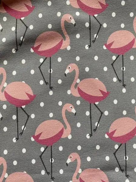 Jerseystoff mit Flamingos, Neu