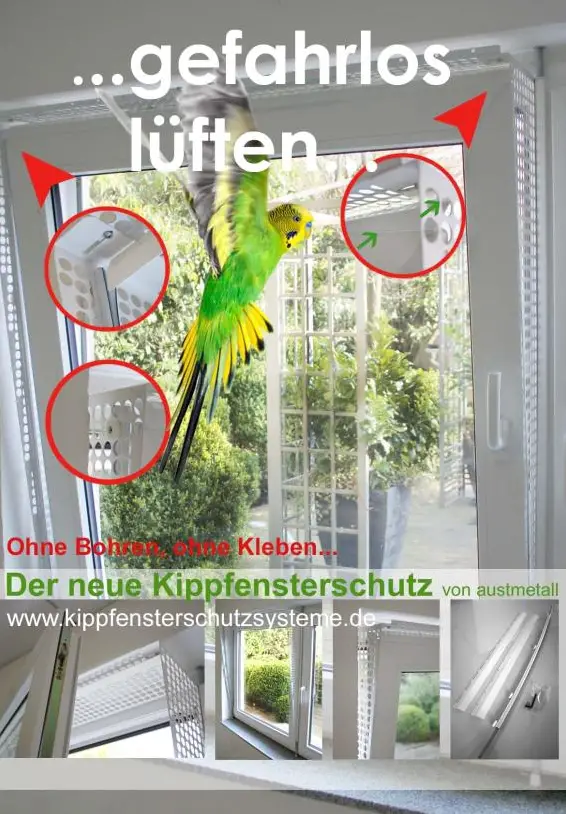 Kippfensterschutz für Vögel von austmetall, System4 ohne Bohren ohne Kleben