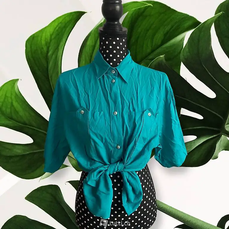 80s Vintage Bluse mit Brusttaschen