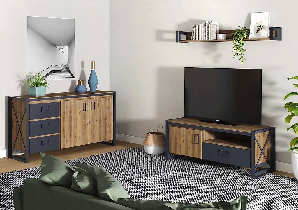 Wohnzimmer California, Akazie Cognac gebürstet