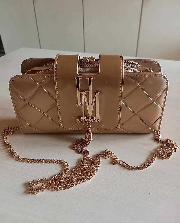 Goldene Schultertasche Damen Clutch Handtasche Geldbörse ...