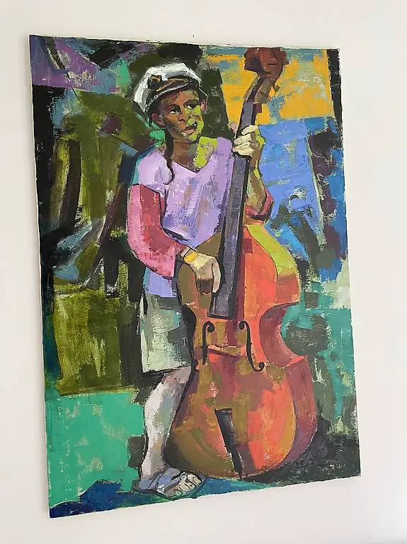 Bild Gemälde Kontrabass Acryl Öl