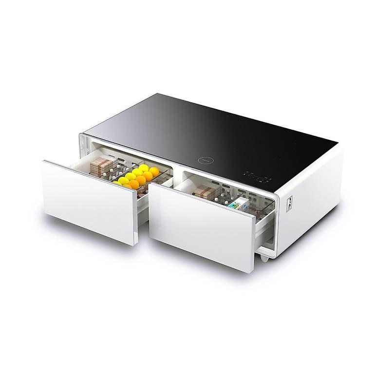 Lounge-Tisch mit Kühlfächern und Soundbar
