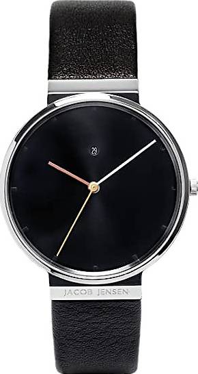 Jacob Jensen Herren Analog Quarz Uhr mit Leder Armband 842