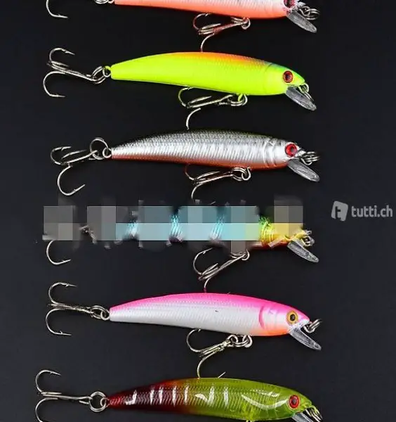  Portofrei 6 stück Fischköder Fisch 7.6cm 4.7g Haken mit plas