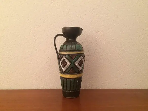 Italienische Keramik: Krug Vase Jamaika Dekor 50er retro