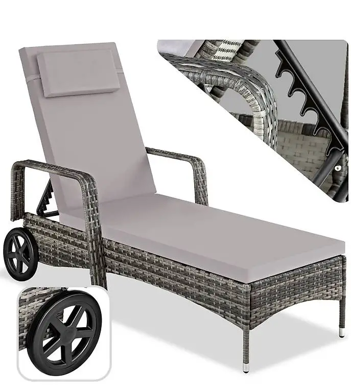 Rattan Sonnenliege Cassis grau