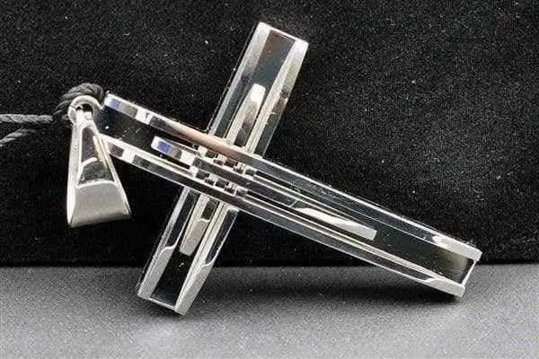 Designer Kreuz hochwertiger Edelstahl AKZENT 7,7 cm Lang