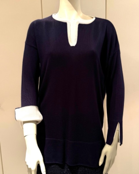 Original pull bleu et blanc dame 40