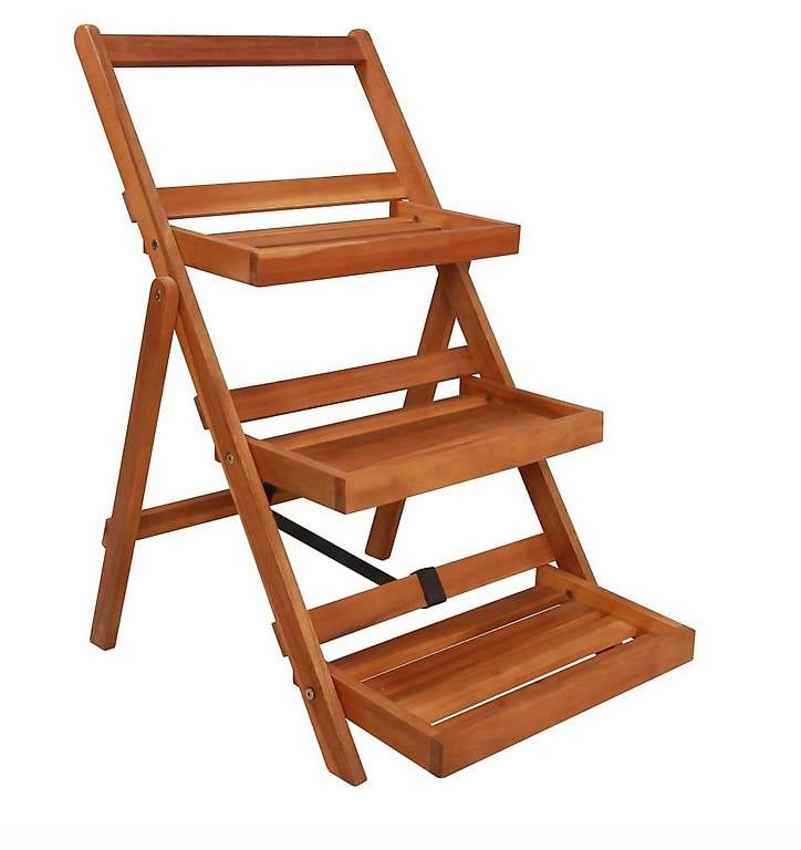 Blumenständer 3 Stufen 50 x 63 x 80 cm Massivholz Akazie