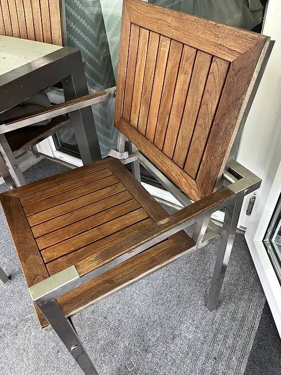 Echtholz Metall Stühle - 6 Stück