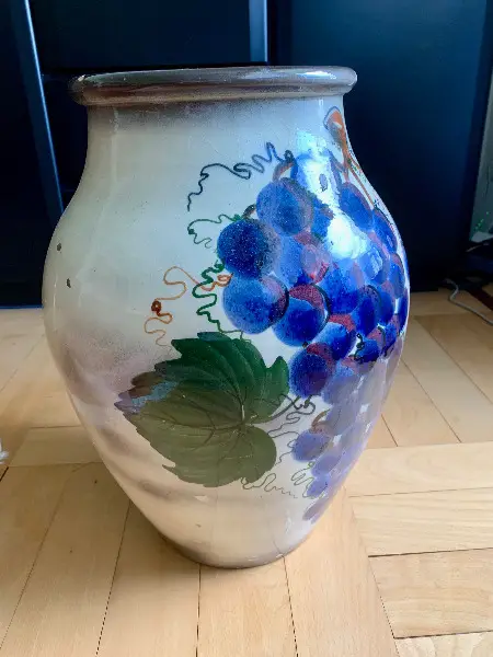 Bemalter Tontopf Gross Suchet Motiv Weintrauben