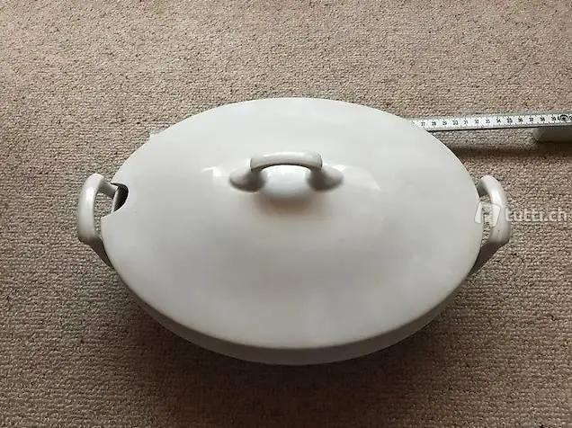 Suppentopf oval weiss/beige Nr. 7