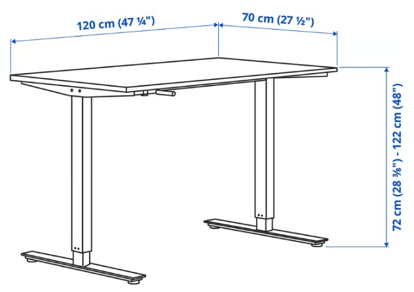 Stehtisch / Schreibtisch weiss, 120x70 cm IKEA