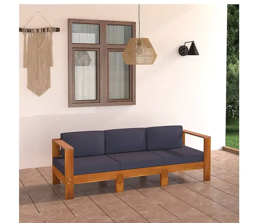 Gartensofa mit Dunkelgrauen Auflagen Massivholz Akazie