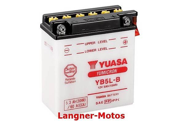 Yuasa YB5L-B Motorrad Batterie 12V 5AH incl. SP Honda Yamaha
