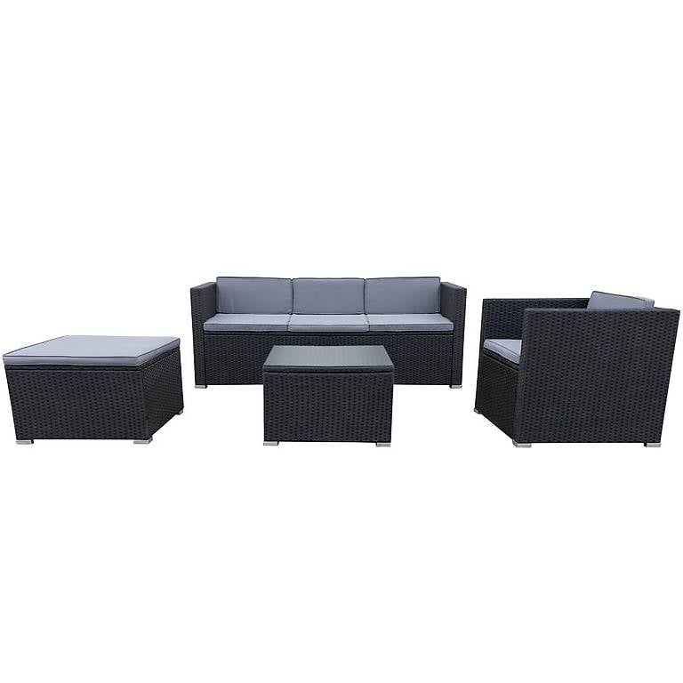 Rattanlounge SALERNO schwarz/anthrazit