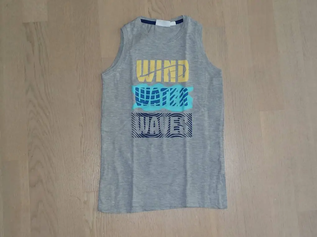 Trägershirt Ärmellos Unterhemd Shirt Gr 128 Zwillinge Jungen