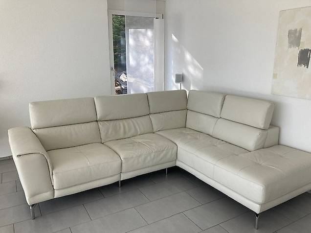 Ecksofa Leder Hellbeige