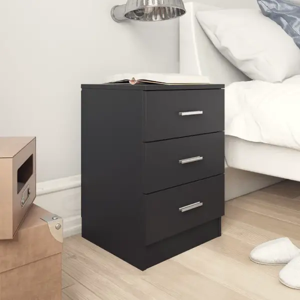  Nachtschrank Schwarz 38×35×56 cm Spanplatte