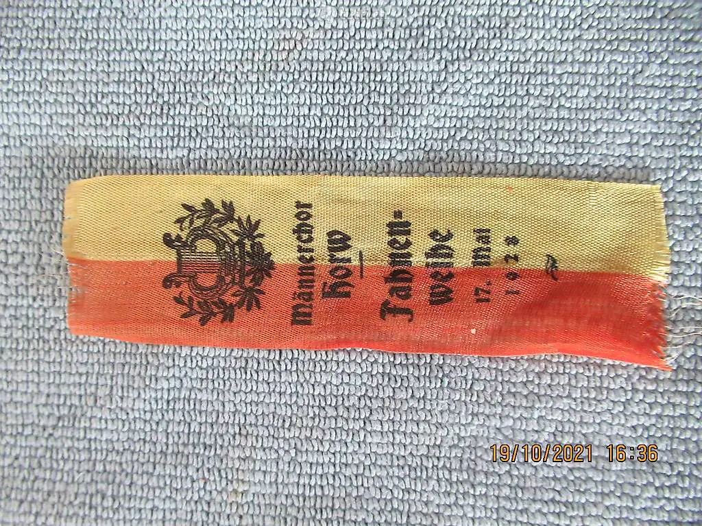 Seidenband von 1928, Fahnenweihe Männerchor HORW