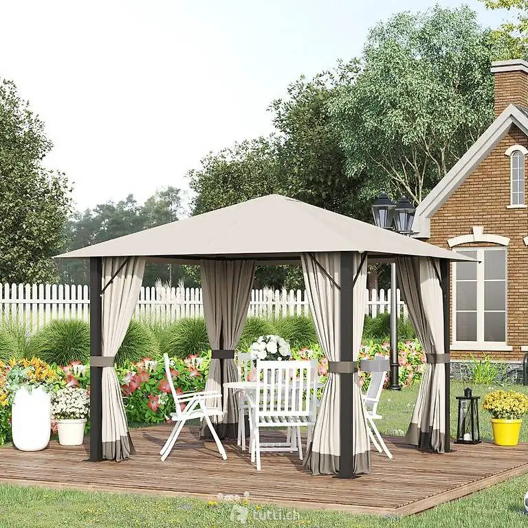  Gartenpavillon 3 m x 3 m Aluminium Stahl