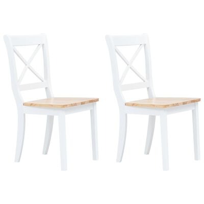  vidaXL Esszimmerstühle 2 Stk. Weiss Gummibaum Massivholz