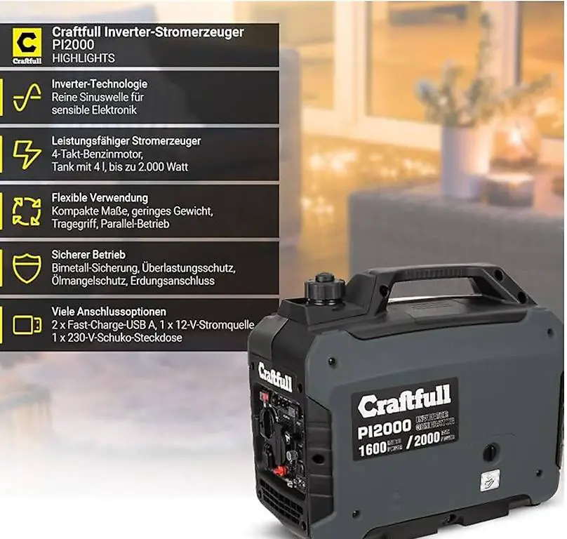 Craftfull Benzin Stromgenerator Power Inverter 1200/2000 Wat
