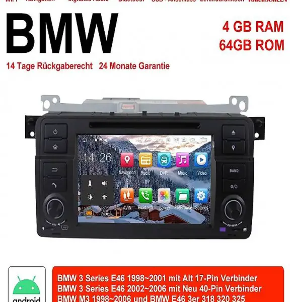  Android 10.0 Autoradio Für BMW 3/M3 Serie E46 Navi Wifi USB