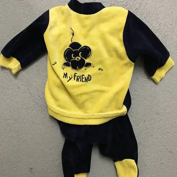 2-Teiler, Gr 56 / Hose Pulli Köpfe blaugelb