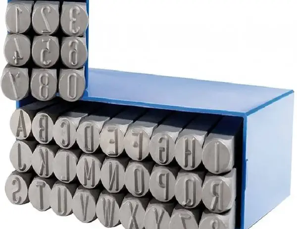  Schlagzahlen und -buchstaben 0-9 und A-Z