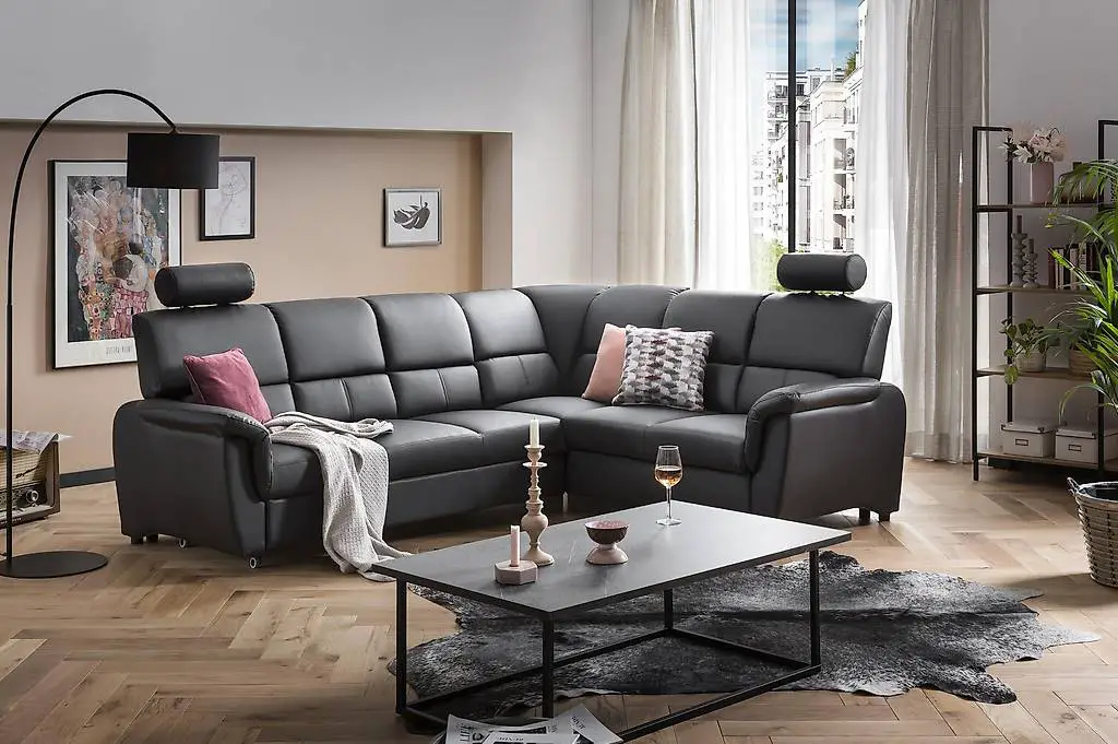 ecksofa "diego" mit kopflehnen & bettfunktion -50%