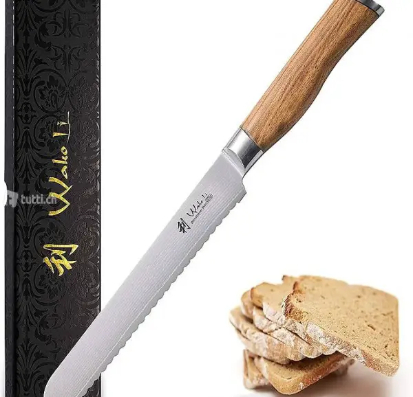  Damastmesser Brotmesser, Klinge 20,00 cm Länge