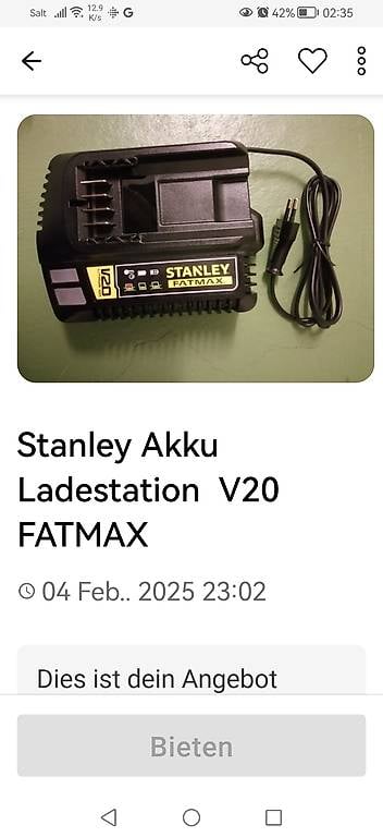 Stanley V20 Ladestation