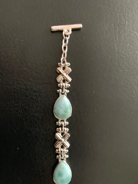 Armkette 3 Larimar Steinen Tropfenform Dom. Rep