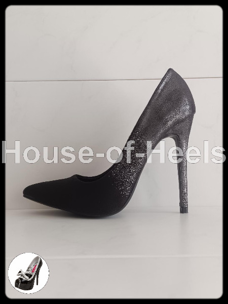 Escarpins Cink Me 37 talon 11,5cm velours noir paillettes