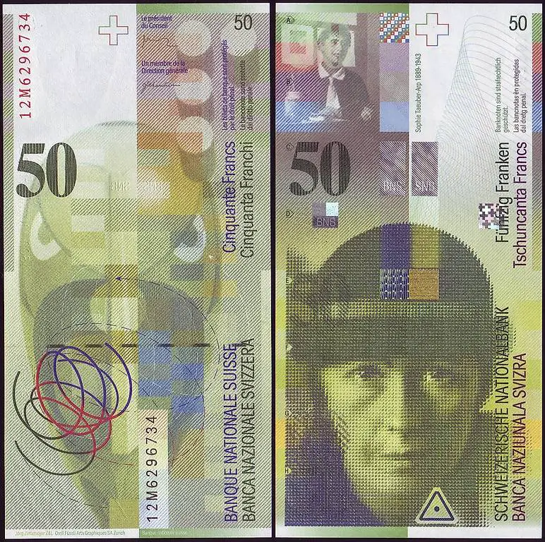 Banknote Schweiz 50 Franken Francs Serie 8 2012 UNC