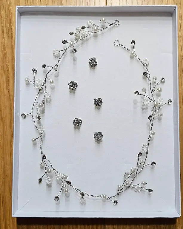 Haarschmuck zum Hochzeitskleid A-Linie mit Spitze und Perlen