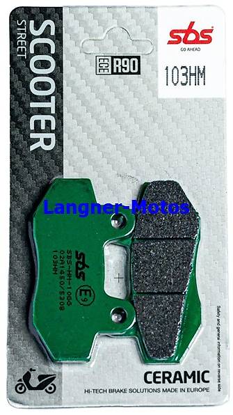 bremsbelag sbs 103 hm scooter cagiva mito 50, honda mbx s 50