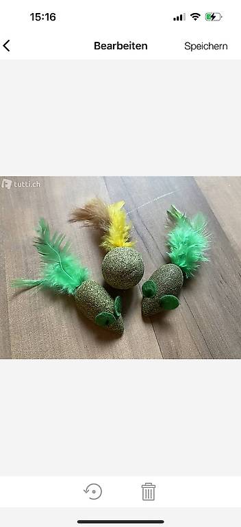 3er Set Katzen Büsi Spielzeug mit Federn Katzenminze Spass