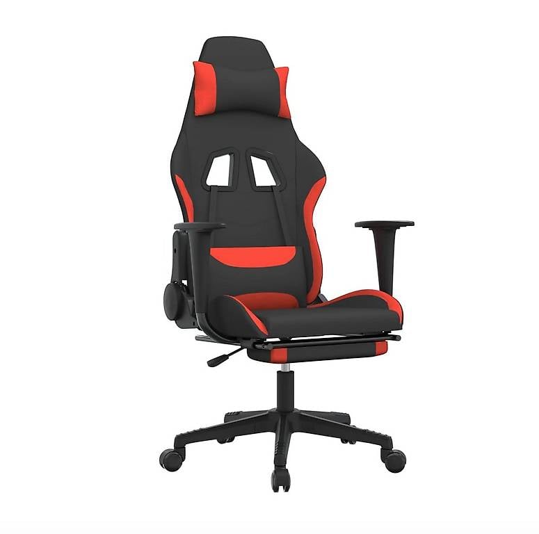 Gaming-Stuhl mit Massage & Fussstütze Schwarz und Rot Stoff
