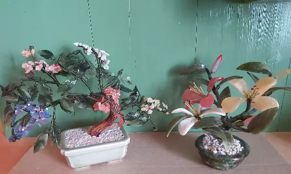 Vintage chinesische Glaskunst Bonsai Glasblüten, Blumen