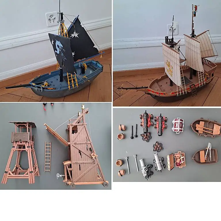 Playmobil / 2 Schiffe mit Zubehör / Belagerungstum /Wachturm