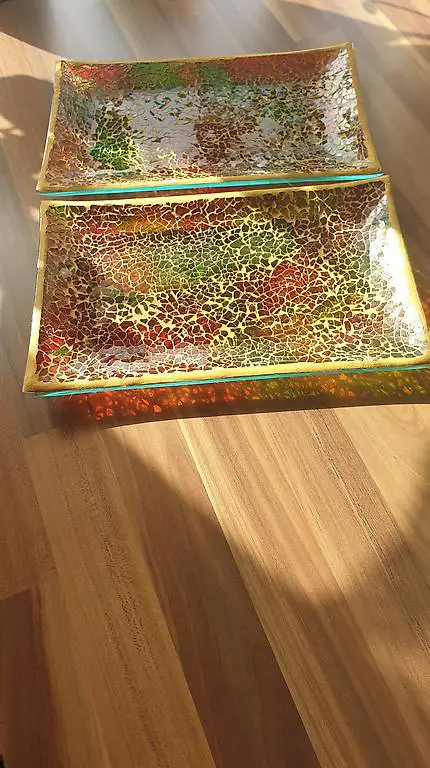 Mosaik Schale/Teller Regenbogenfarben