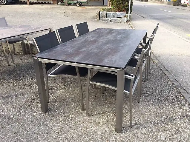  Aktion Keramiktisch mit 6 Edelstahlstühlen