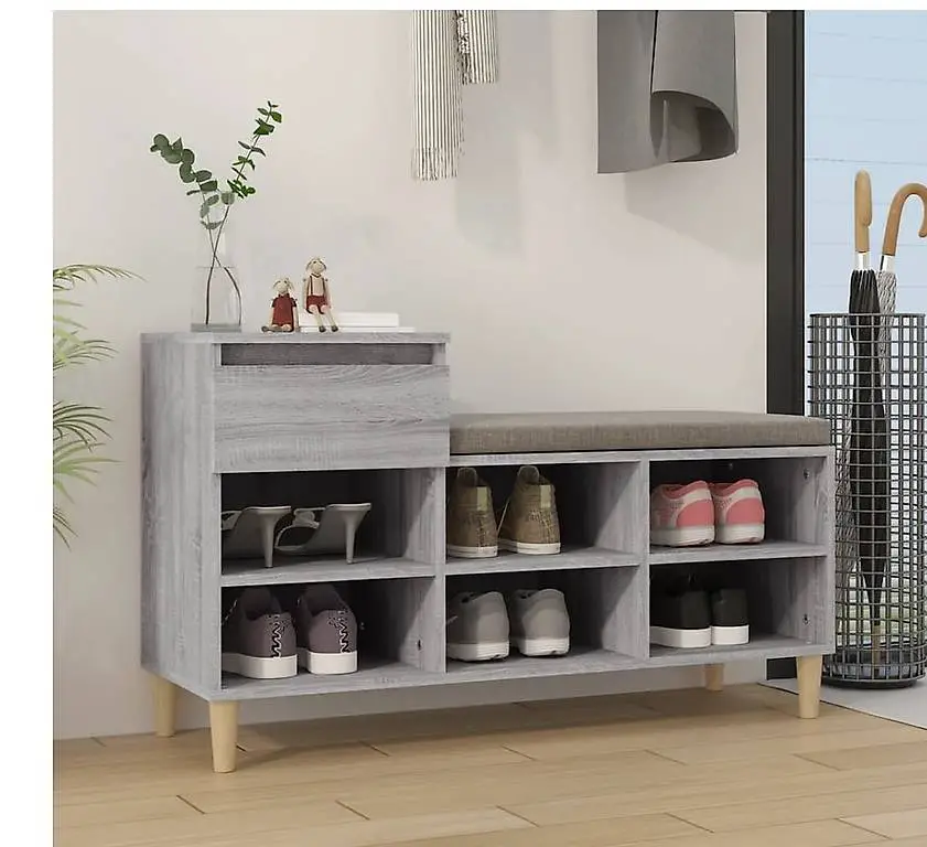 Schuhregal Grau Sonoma 102x36x60 cm Holzwerkstoff