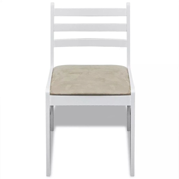  Esszimmerstühle 2 Stk. Weiss Gummibaum Massivholz und Samt